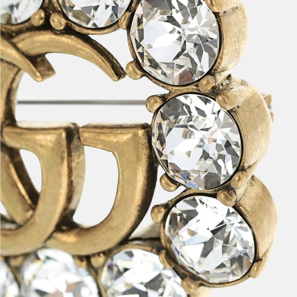 GUCCI Marmont GG logo crystal brooch - Picture 4 of 7